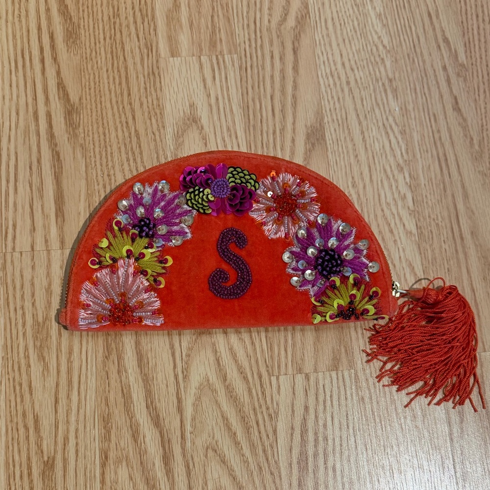 Anna Harlow Russo Anthropologie “S” Embroidered Purse